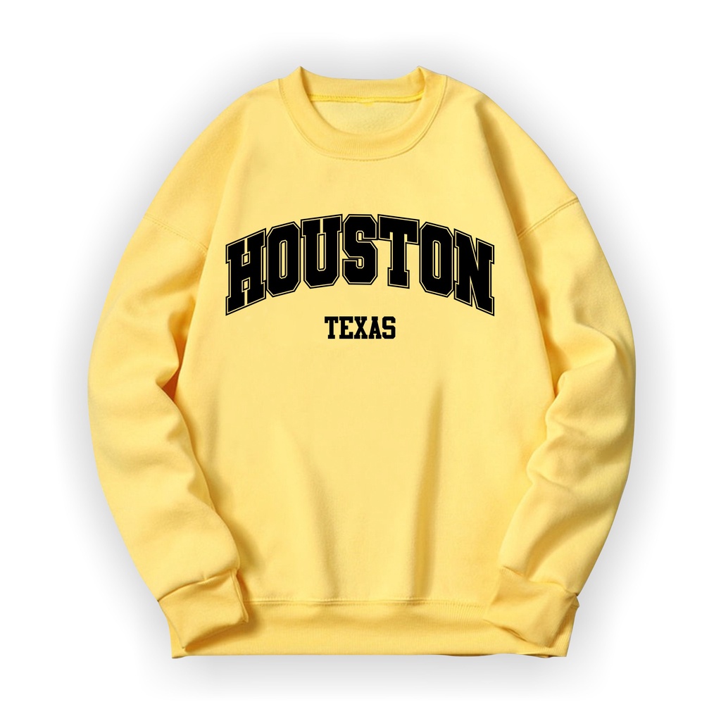 HOUSTON TEXAS Sweatshirt Basic II Sweater Crewneck Print DTF II Sz M - XL Anak &amp; Dewasa ( Pria &amp; Wanita )