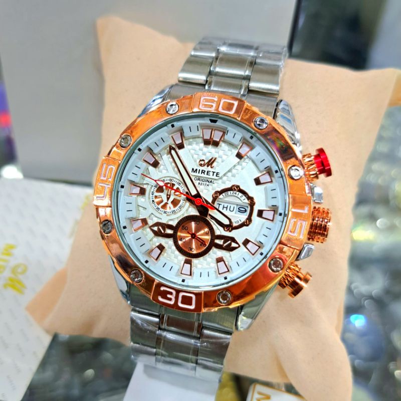 Jam Tangan Pria Mirete Sporty Import Terbaru Tali Rantai Tahan Air | Tanggal hari Aktif Model Analog Quartz | Free Box Free Batre Cadangan | Jam Tangan Pria Kekinian Terlaris | Jam Tangan Pria Mirete Original Bayar Di Tempat