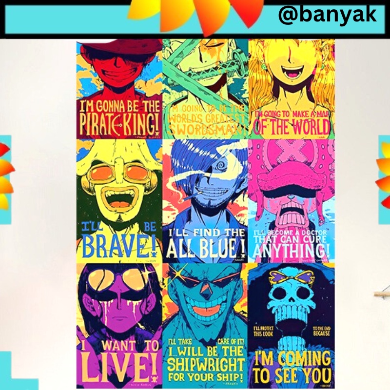 WALL STICKER TEMBOK STICKER ONEPIECE ONE PIECE HIASAN TEMPELAN WALLSTICKER LUZZY LUZY ZORO DEKORASI KAMAR TIDUR RUANG TAMU PINTU JENDELA MOTIF TEMA KARTUN KARAKTER SETIKER POSTER WALLPAPER MANGA ANIME BAJAK LAUT ONEPIECE ONE PIECE WANTED @banyak