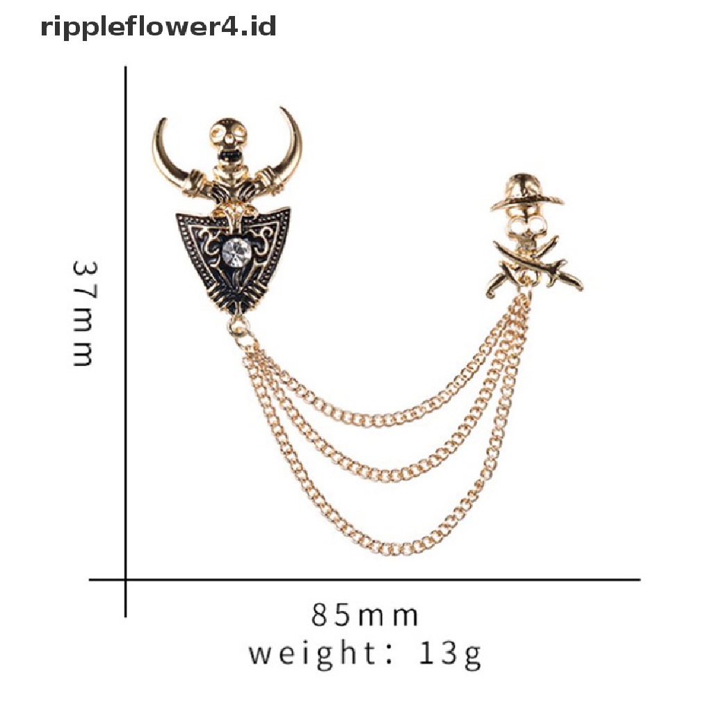 {rippleflower4.id} 1pc Fashion Pria Wanita Rantai Pin Mahkota Sayap Malaikat Naga Navy Jangkar Bros~