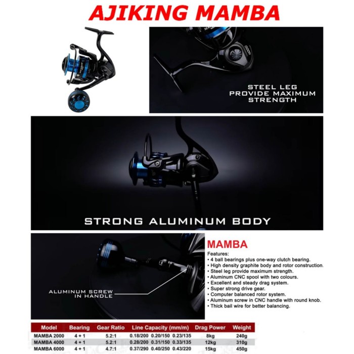 Reel SPINNING AJIKING MAMBA (POWER HANDLE)