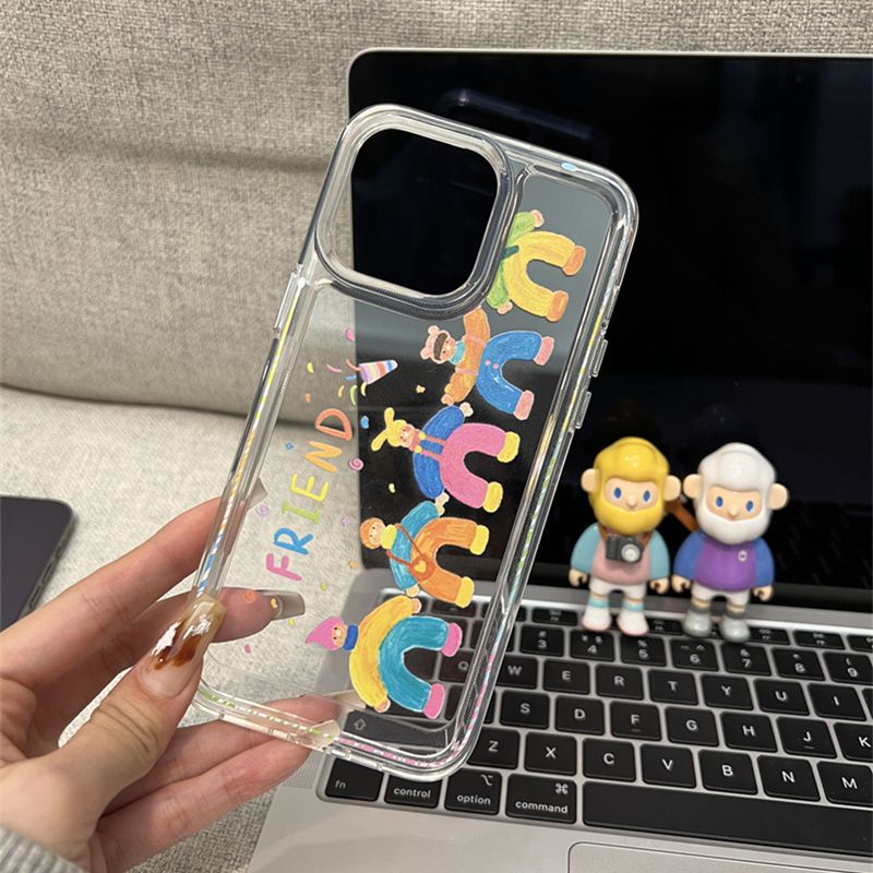 IPHONE Cute Rainbow People Shockproof Soft Phone Case Kompatibel Untuk Iphone14 13 11 12 Pro XS Max X XR 78 6 6S Plus Casing Transparan TPU Cover