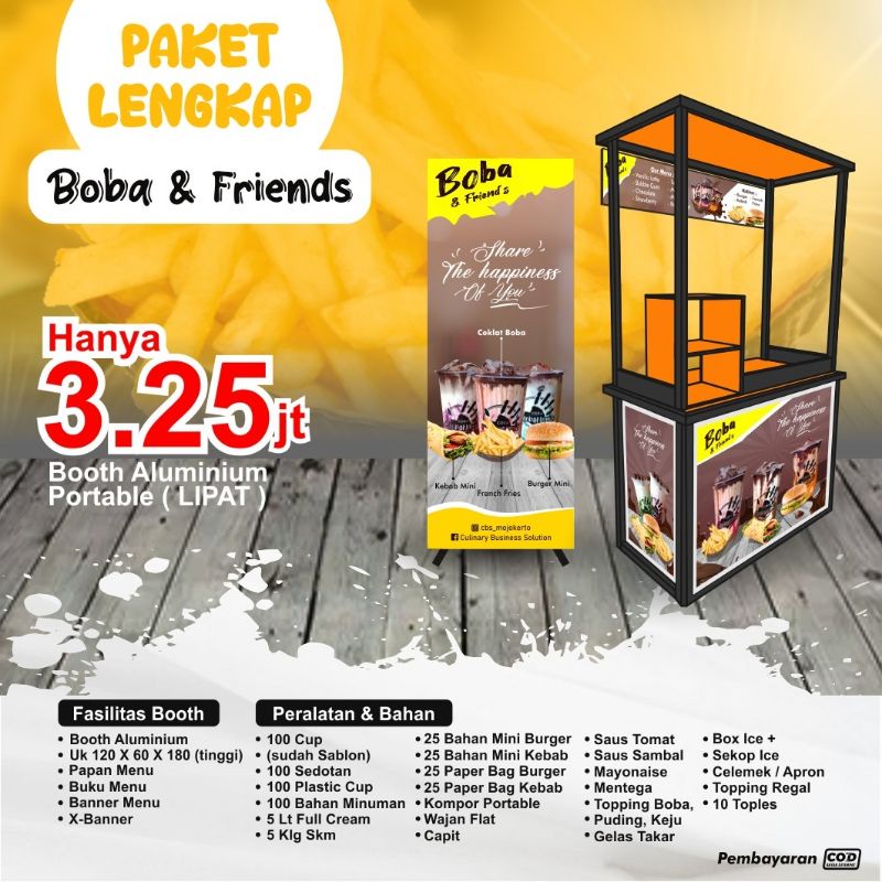 Boba and friends paket booth minuman Boba kebab + burger