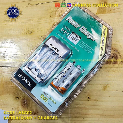 BATU BATERAI AA SONY RECHARGEABLE + POWER CHARGER