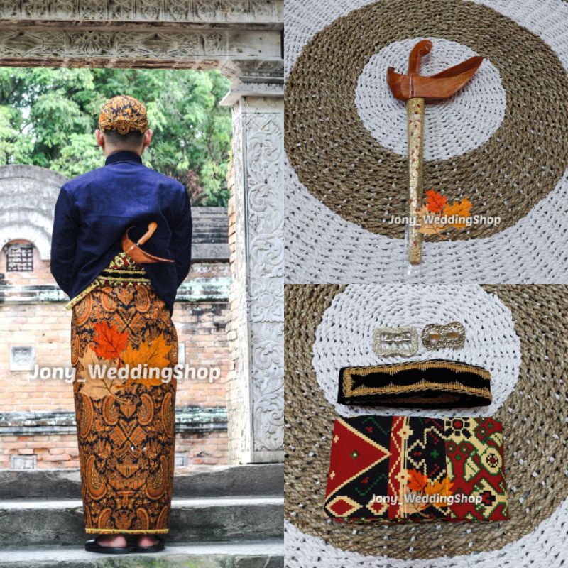 Set Ikat Pinggang + Keris | Sabuk Cowok Adat Jawa Solo