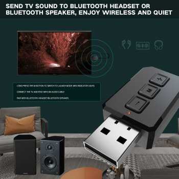 Usb Bluetooth Versi 5.0 Transmitter Receiver Adapter /  USB Blutooth Speaker Headphone MP3 MP4 TV Source Audio Perangkat Audio Spiker Bluetooth / USB Dongle Kecil Praktris USB Bluetooth Audio / USB Dongle HiFi Audio Bluetooth Transmitter dan  Receivern