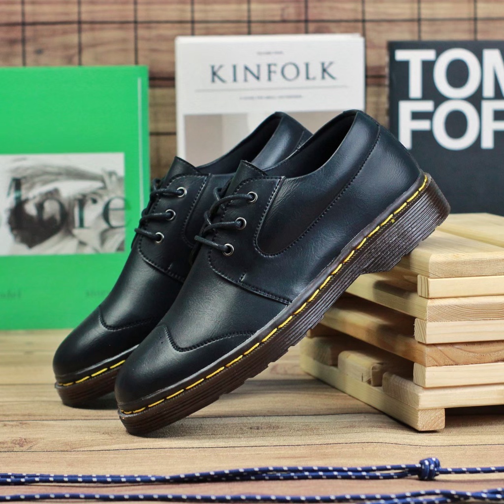 Sepatu Formal Docmart Kulit Asli Pantofel Kerja Kantor Hitam Coklat Pria Fashion Boot Low Trandy