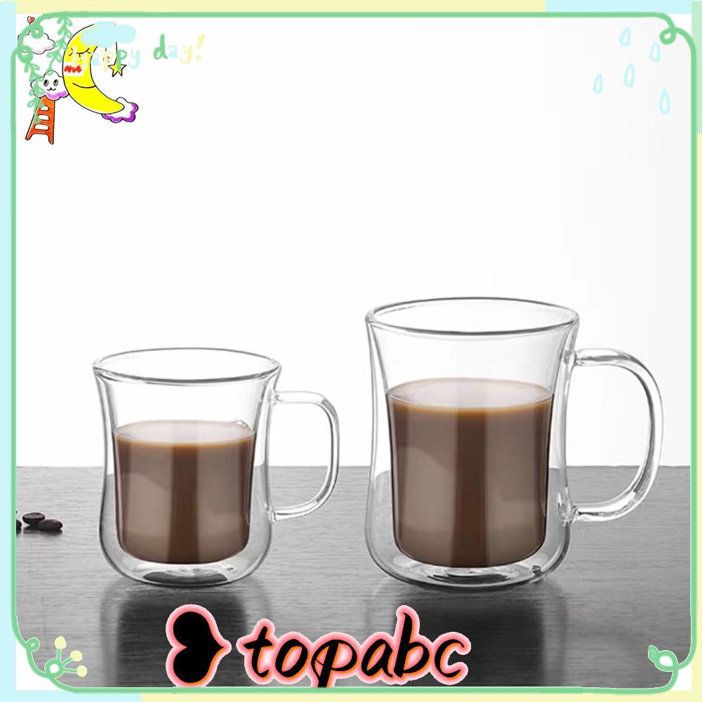 Top Double Wall Glass Cup Tahan Panas Insulated Mini Whisky Cup Cangkir Kopi Espresso Breakfast Mug Transparan Bening