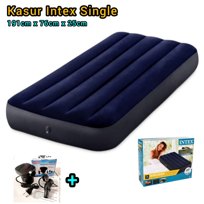 Ttr Kasur Angin Intex Durabeam Single Airbed Kasur Intex 64756 Blue Pompa