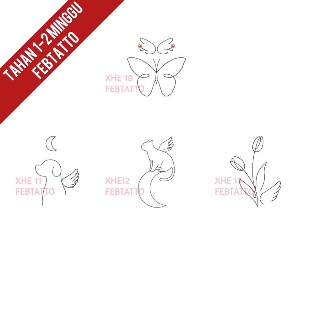 Tato Temporer tato kupu kupu bunga stiker Tato kucing -XHE 10-13