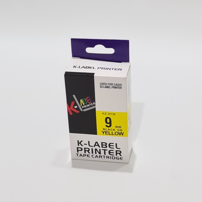 

EZ- LABEL CASIO TAPE CARTRIDGE XR-9YW1 BLACK INK YELLOW 9MM X 8M