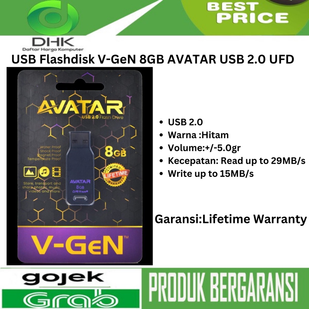 USB Flashdisk V-GeN 8GB AVATAR USB 2.0 UFD Flashdrive VGEN