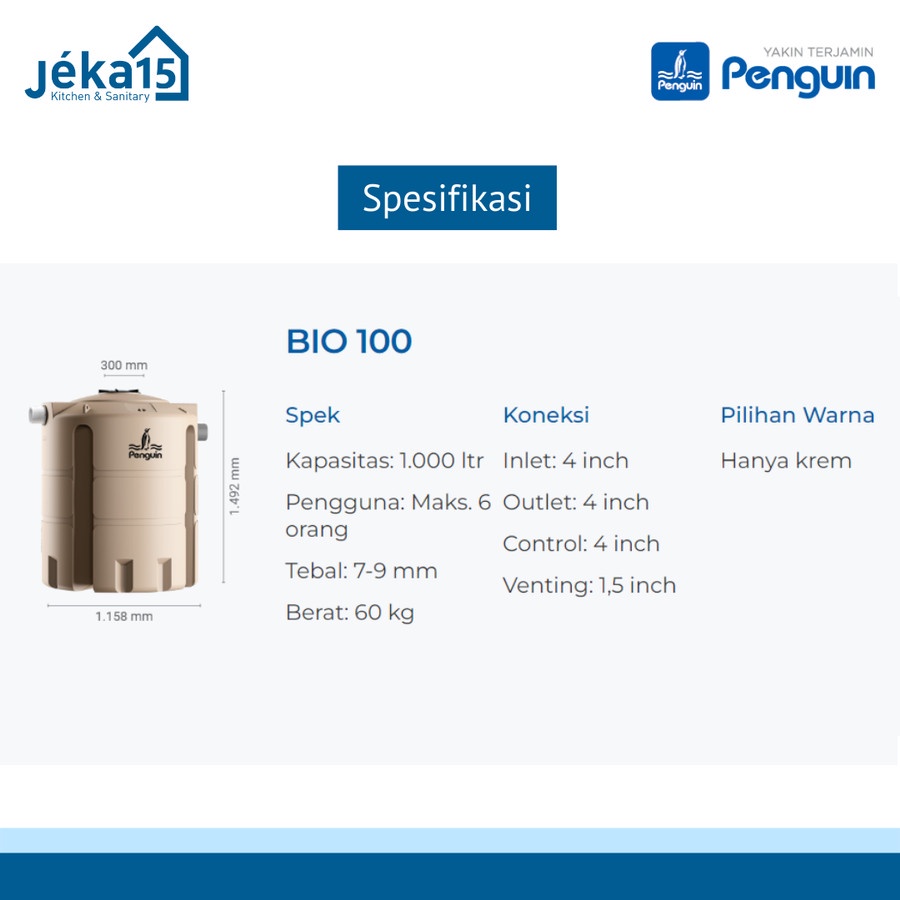 SEPTIC TANK PENGUIN BIOROTECH / TANGKI PENGUIN 1000L 1500L