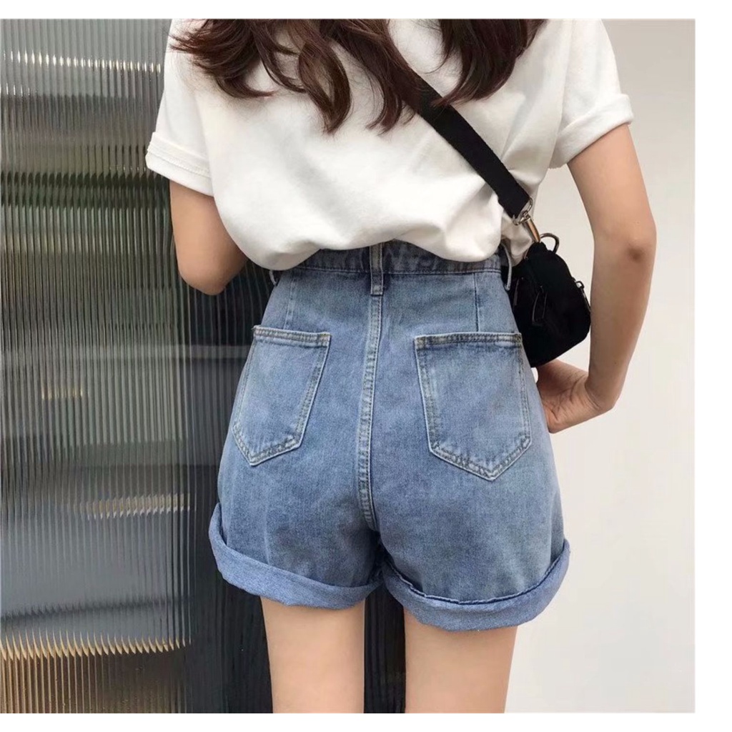 Biru Sexy Celana Gemes / Hot Pants Celana Pendek Jeans Wanita Highwaist