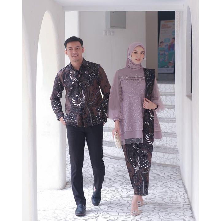 SHOPASHOP SOLO Batik Kebaya Couple Brukat Ayyara Tulle Mutiara Aplikasi Payet Cantik - Kebaya Wisuda - Kebaya Kondangan - Kebaya Tunangan