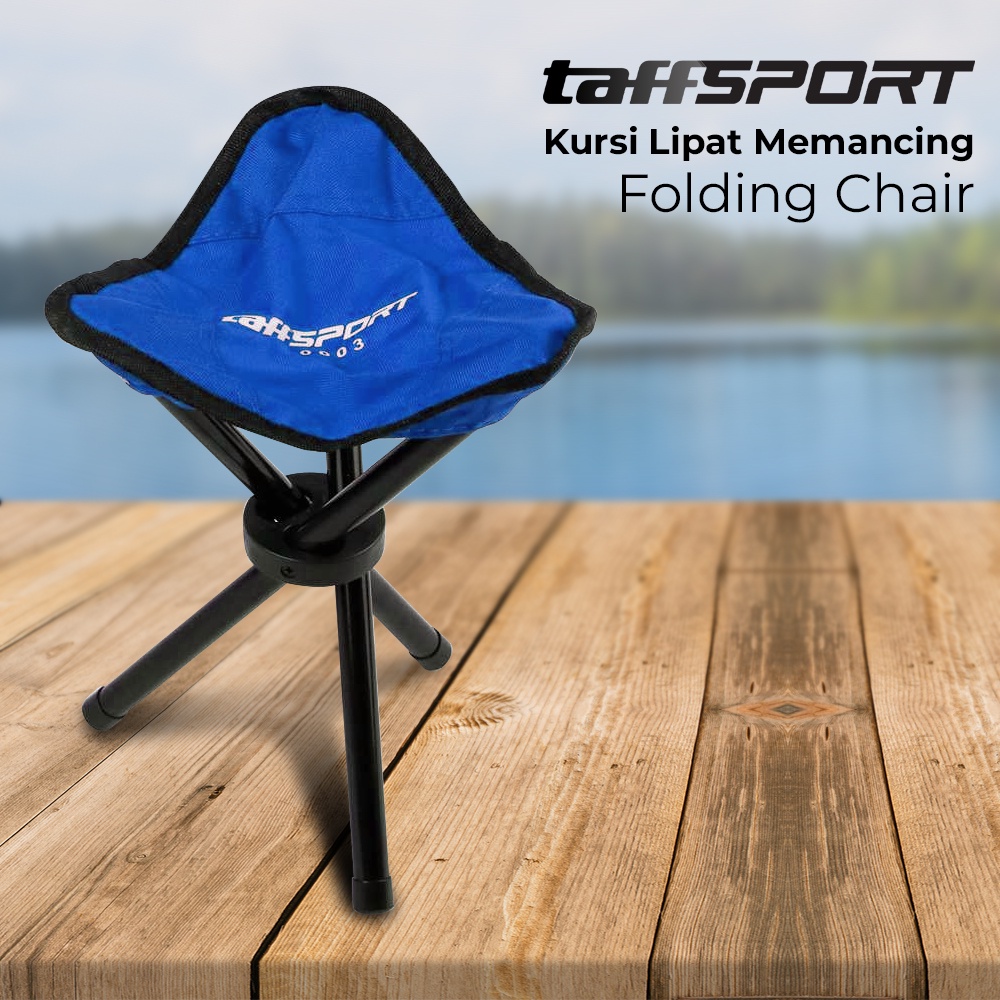 Folding Three Legged Beach Stool Chair - OMHAOTBL Blue