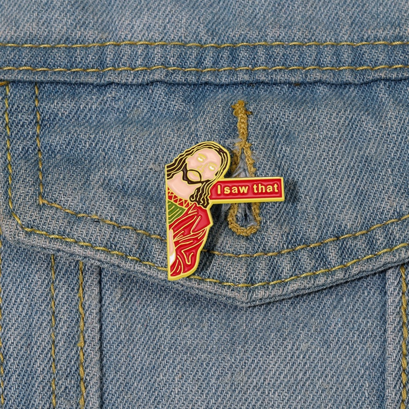 Karakter Lucu I Saw Itu Lapel Pin Ransel Badge Hadiah Untuk Teman Kostum Aksesori Perhiasan