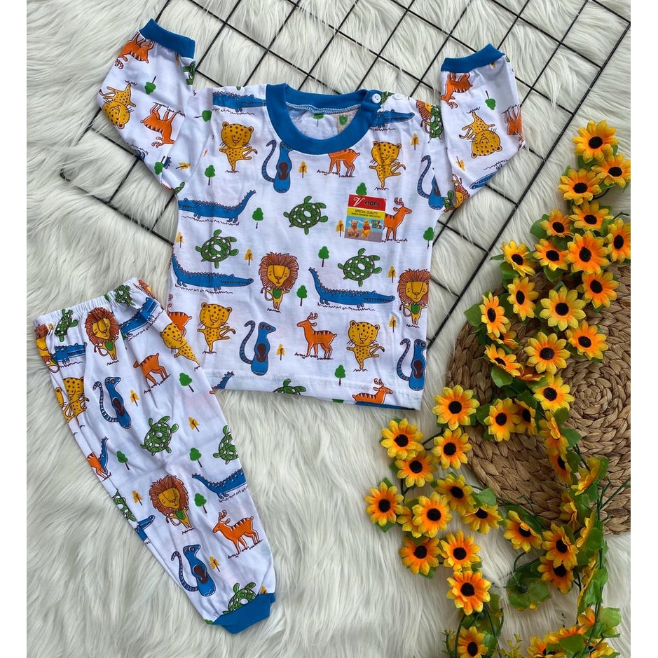 baju anak lucu murah motif animaldasar warna putih setelan 3-18 bulan (PP 054 RIB RANDOM)