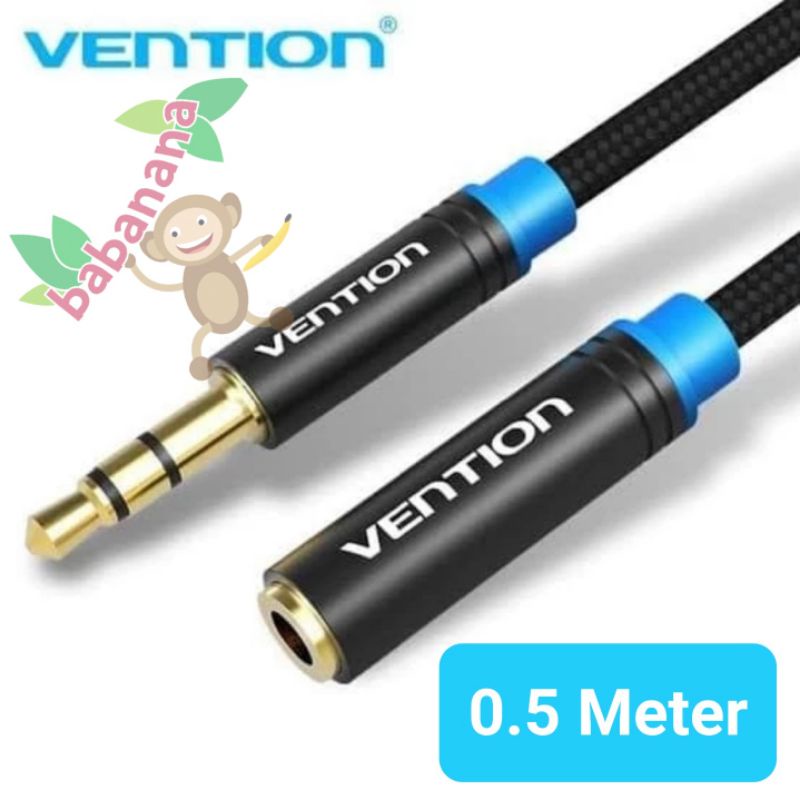 Vention B06 0.5M Aux 3.5mm audio cable extension male to female Hitam