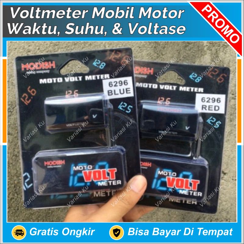 VOLTMETER MODISH DIGITAL WATERPROOF MULTIFUNGSI 12V DC: PENGUKUR SUPLAY ARUS ADAPTOR PENGUKUR TEGANG