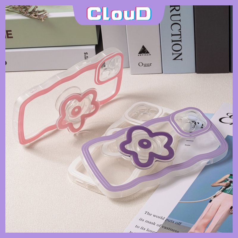 Case Bening Pinggiran Bergelombang Warna Permen OPPO A17 A16 A96 A55 A77 A12 A76 A5s A15 A1k A53 A3s A95 A5 A57 A7 A17K A9 A74 A52 A54 A77s A16s A16K Reno 78z 7Z 8 6 Bracket Bunga Soft Sarung