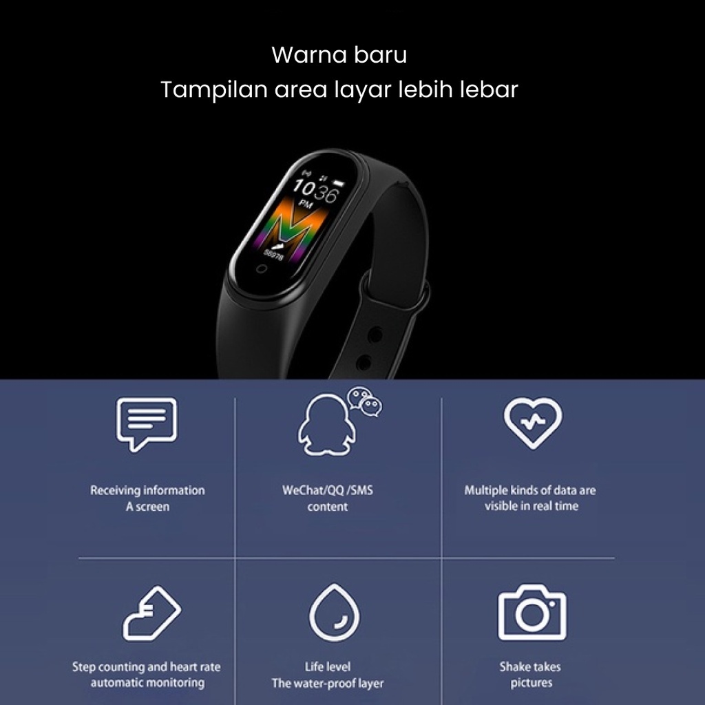 Jam Tangan Digital Smart Band M6 Smartwatch Monitor Jantung Tahan Air Bluetooth 4.0