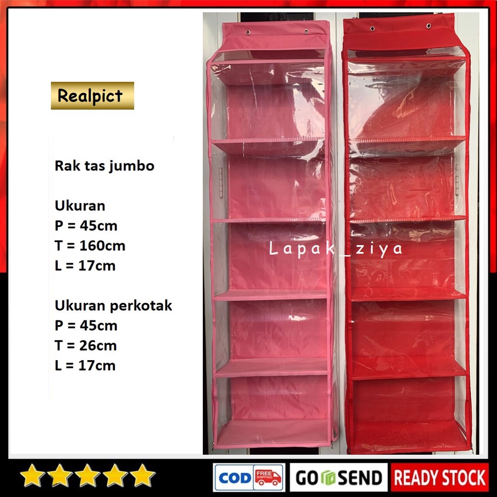 RAK GANTUNG TAS POLOS / RAK GANTUNG TRIPLEK SEPATU TAS GANTUNG JUMBO POLOS 5 KOLOM RESLETING / RAK