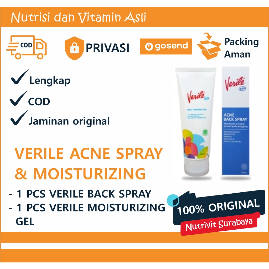 Paket New Verile Acne Back Spray Active + Moisturizing Gel Active