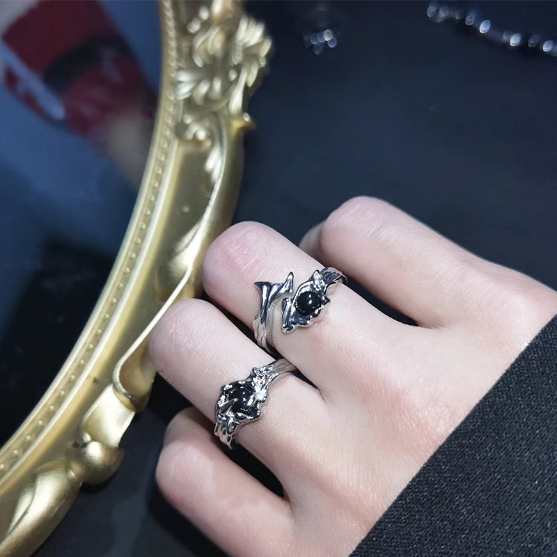 Punk Hip Hop Pesta Cincin Dapat Disesuaikan Terbuka Indah Hadiah Fashion Perhiasan Pria Elegan Sederhana Gothic Tidak Teratur Kristal Jari Cincin Wanita