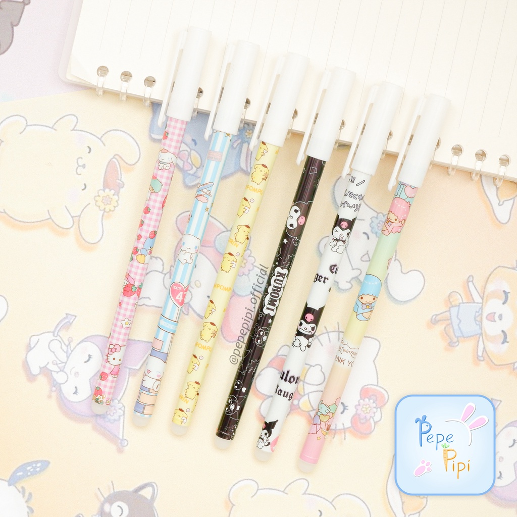 Pena Gel Hapus Sanrio pulpen bisa dihapus di hapus Erasable Pen Pulpen Tinta Pen Bolpen kuromi Cinnamoroll pom purin