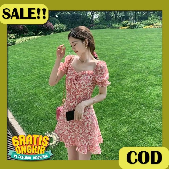 Baju Dress Pesta Wanita Model Terbaru Kekinian Kondangan Imlek Natal Pesta Brukat Selutut Dress Gric