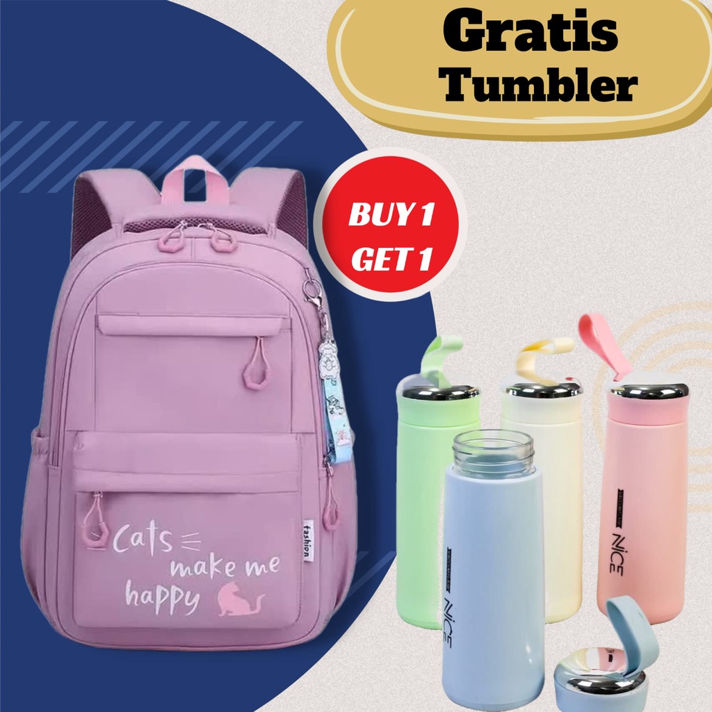 tas sekolah anak perempuan backpack sekolah anak tk sd smp sma kuliah Tas Ransel Anak Cats Girl
