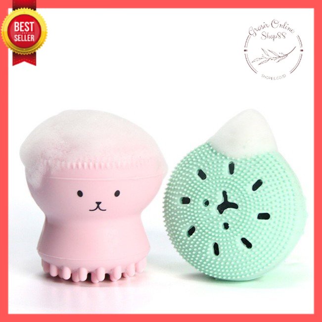 GOS -H303- Spon Wajah Bentuk Gurita - Alat Pembersih Wajah Silikon - Foamer Facial Cleanser Gurita