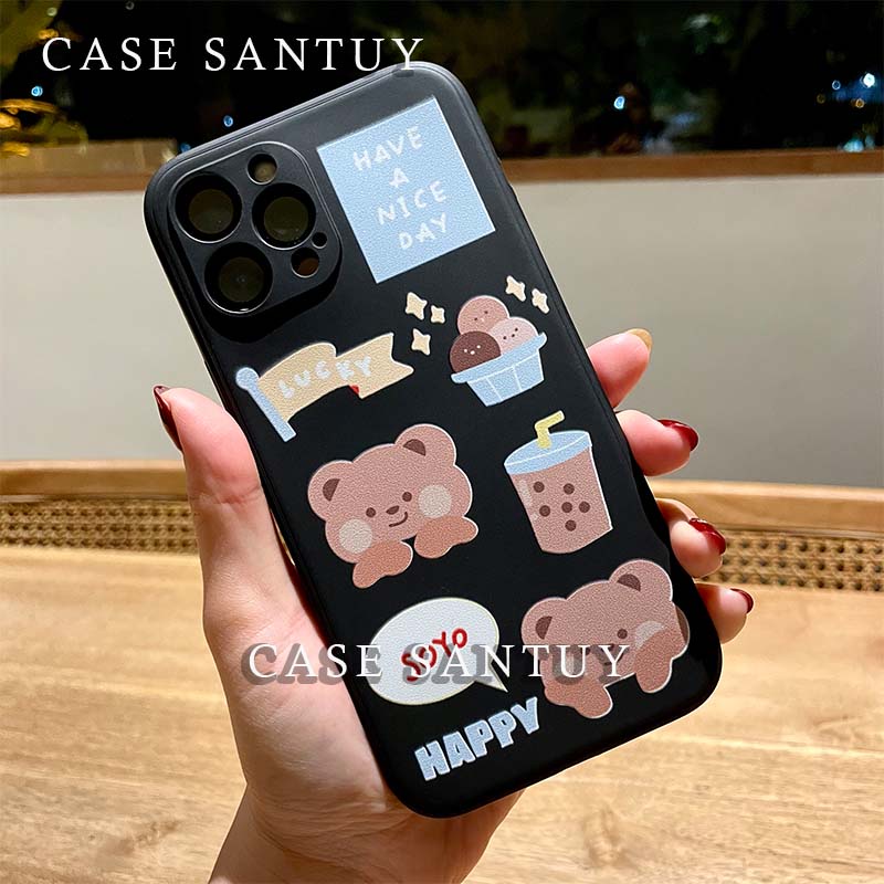 Case Casing Infinix HOT SMART NOTE 4 4C 5 6 9 10 10S 10T 11 11S Pro Play NFC Plus Lite X670 Soft Case Bear Black Silikon Casing