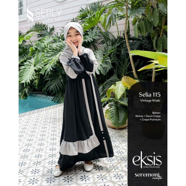 Seply Eksis 127 Vintage Khaki Meyra 127 Kaseo 160 Selia 115 Kliko 115 Baju Muslim Gamis Sarimbit Keluarga Family Series Lebaran Terbaru Ori 2023