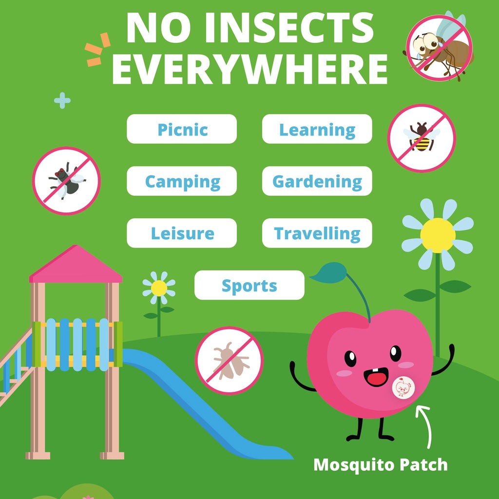 BerryC Mosquito &amp; Insect Repellent Patch 12/84 Stiker Anti Nyamuk Natural Ampuh + Aman Untuk Bayi dan Anak label stiker serangga essential oil skin safe sensitive sensitif baby kids active outdoor mozzie mosquitoes bugs bite anti pengusir no deet outdoor