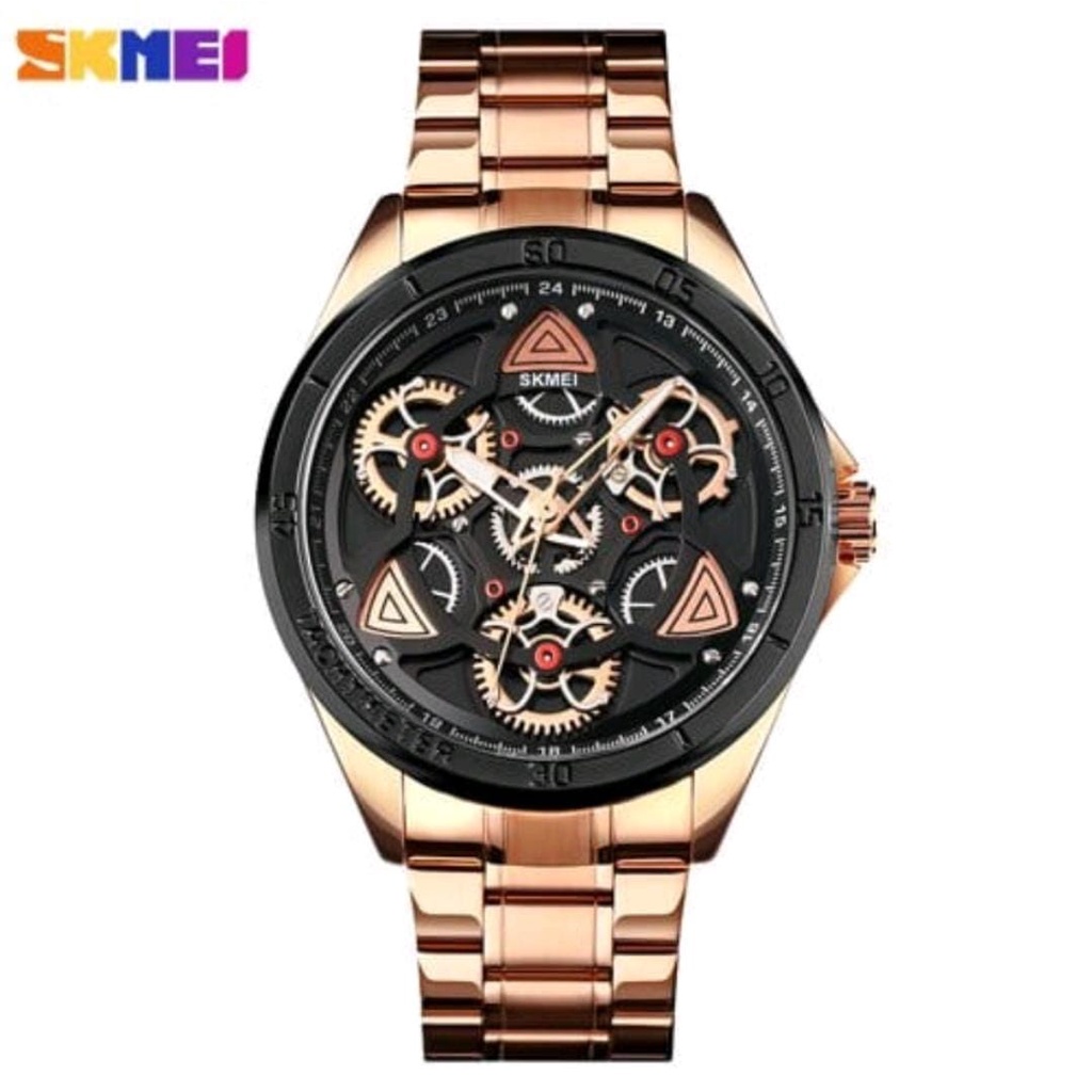 Jam Tangan Pria SKMEI 1678 Automatic Original Anti Air / Jam Tangan SKMEI 1678 Luxury Watch Men Quartz Stainless Steel 360° Rotating Gear Hollow