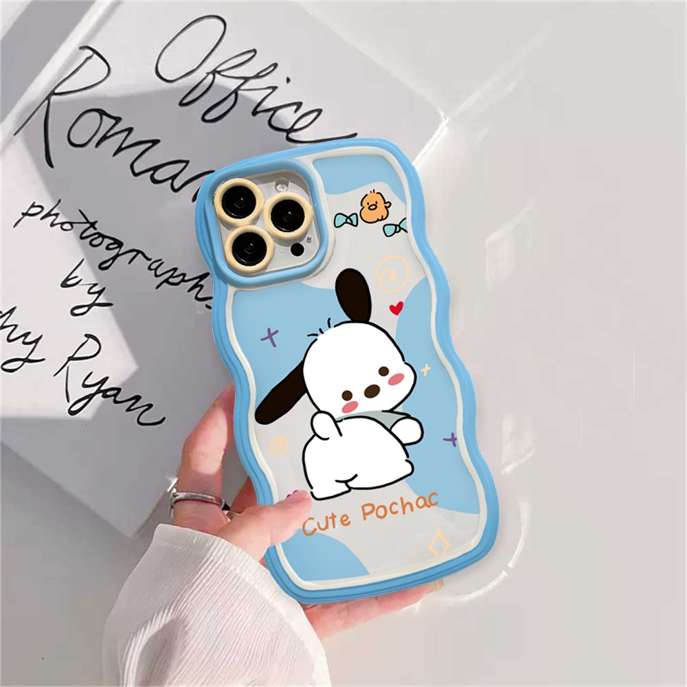 Case Samsung A04E A04S A04S A13 A03 A03S A23 A22 A21S A12 A02S A11 A51 A10 A30 A50 A52 A20S A10S M12 A71 A73 A53 A33 A32 Lucu Imut Kartun Pochacco Dan Wave Edge TPU Phone Case Cover