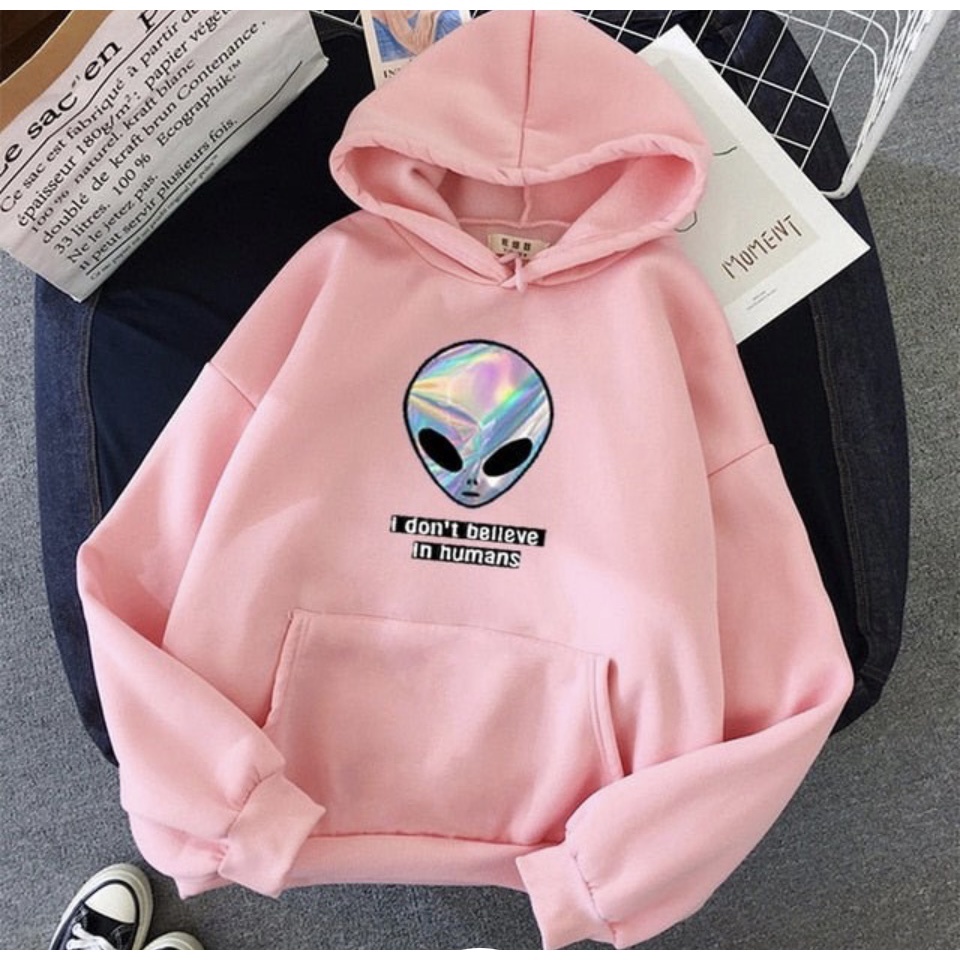 I Don't Beleave in Humans Alien Jumper Hoodie II Sweater Hoodie Trendy II Sweter Oblong Topi Sz M - XL Anak &amp; Dewasa ( Pria &amp; Wanita )