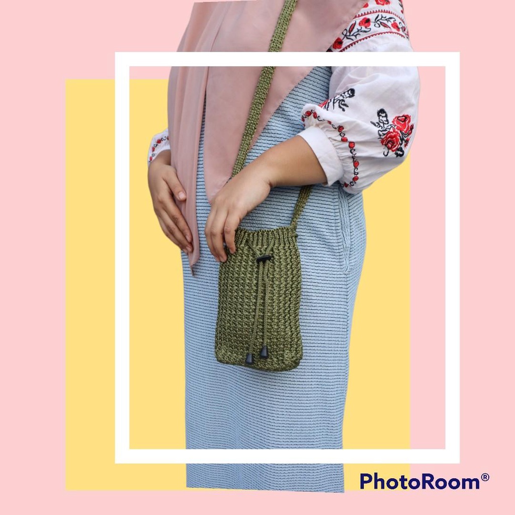 tas wanita tas rajut Serut Mini Polos tas hp wanita tas selempang tas selempang mini wanita sling ba