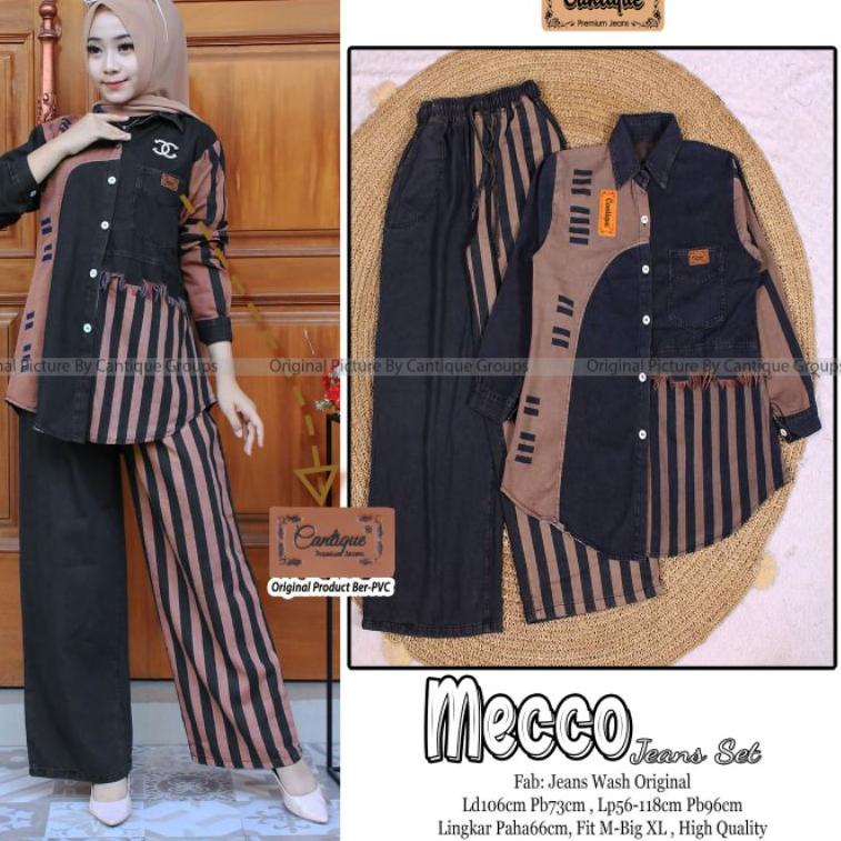 {TBH.21De22ᴹ} MECCA JEANS SET//STELAN WANITA HIGH QUALITY//BB 50-G//MECCO SET