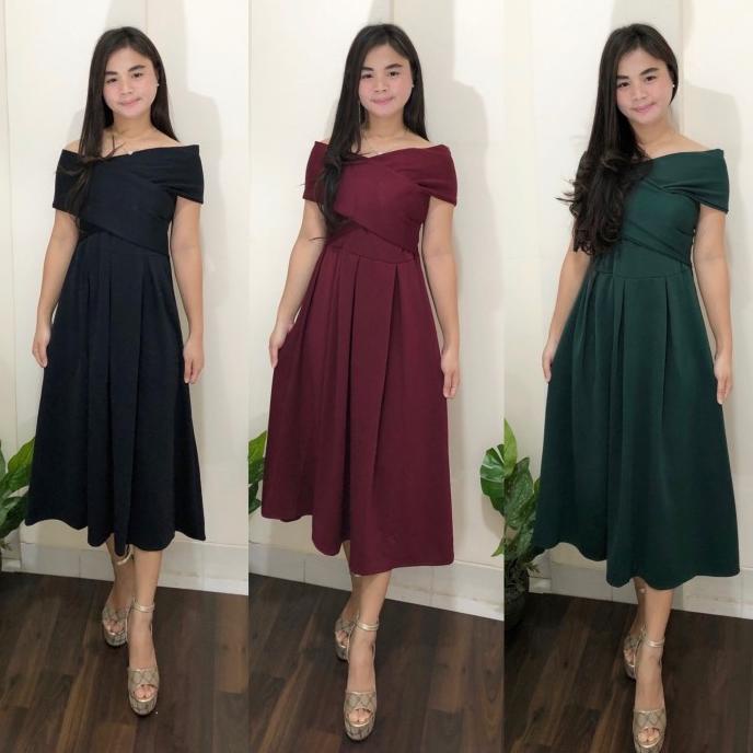Sabrina Dress Pesta Dress Casual Dress Wanita - Meganshoping