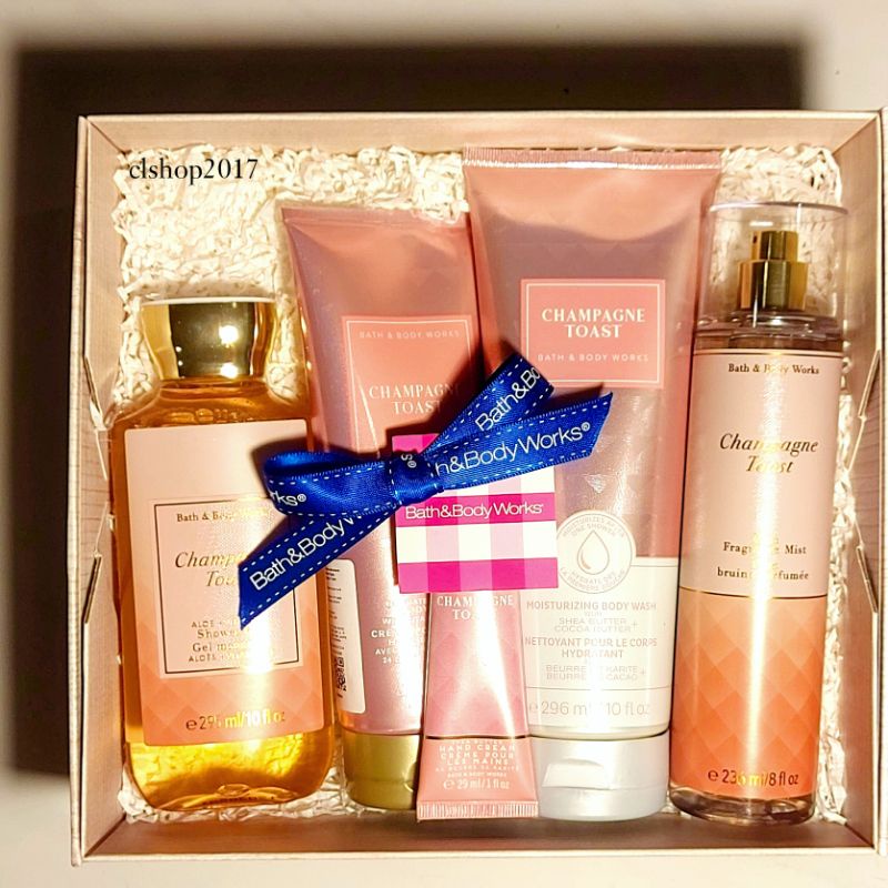 BBW CHAMPAGNE TOAST FULL SIZE GIFT SET PAKET BATH &amp; BODY WORKS