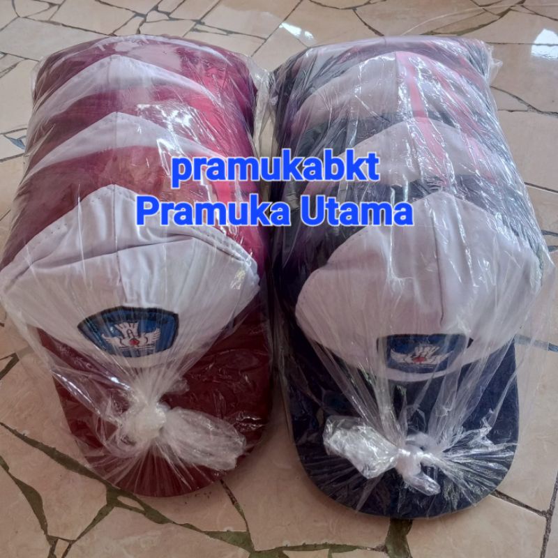 Topi SD SMP (20 biji) logo biru bordir