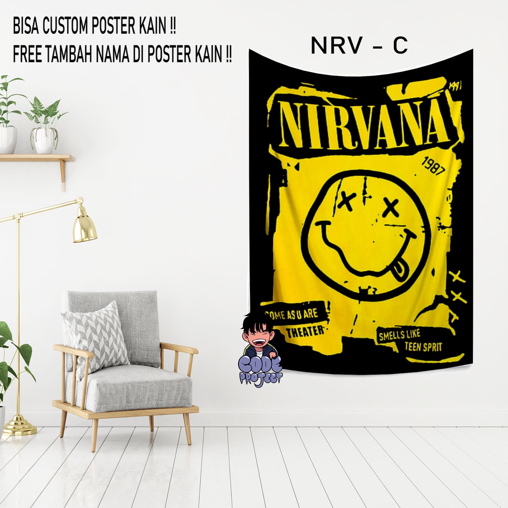 POSTER KAIN NIRVANA - poster kain karakter - dekorasi dinding kamar nirvana - hiasan dinding - pajan
