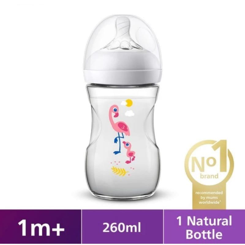 Philips Avent Natural Bottle Tiger / Hippo/ Flamingo - Botol Susu Avent Natural 260 ML