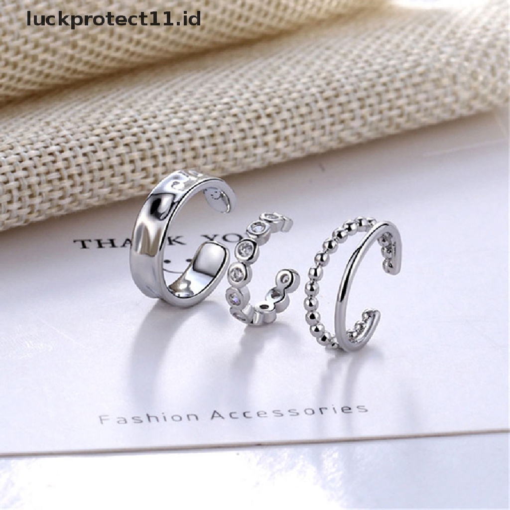 /Fashion Hot// Fashion// 925s Sterling Silver Zircon Geometris Anting Telinga Manset Klip Anting 3pcs/set.