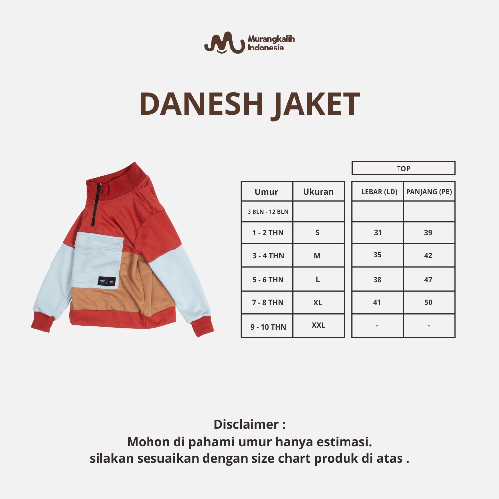 MURANGKALIH - DANESH SWEATER | Jaket Anak Full Color Berseleting Cewe Cowok Untuk Olahraga Dan Bermain Best Seller Untuk Umur 1 - 6 Thn