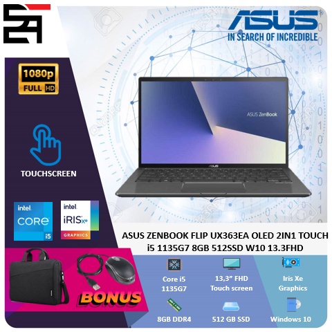 ASUS ZENBOOK FLIP UX363EA OLED 2IN1 TOUCH i5 1135G7 8GB 512SSD W10 13.3FHD