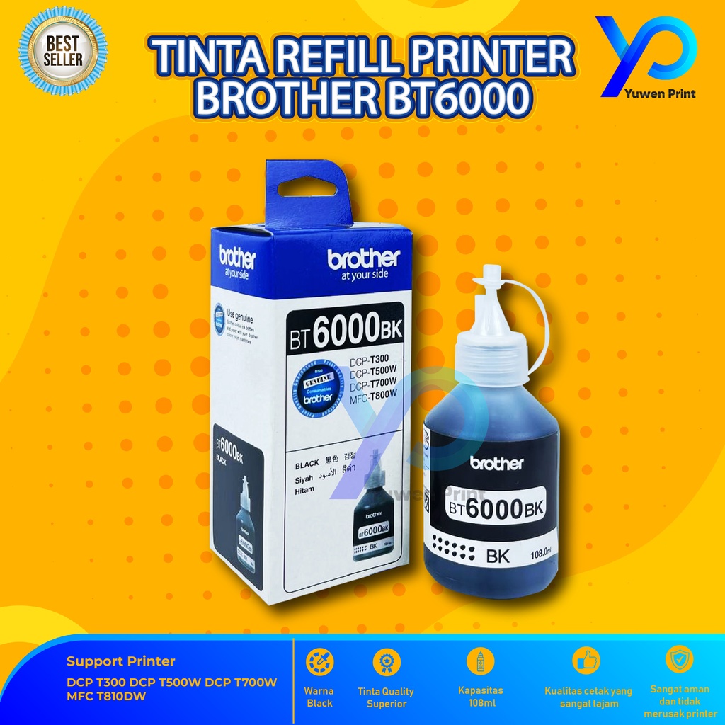 Tinta Brother BT6000 Black For Printer DPC T300 T500W T700W T800W